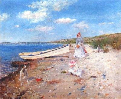 Een zonnige dag bij Shinnecock Bay door William Merritt Chase